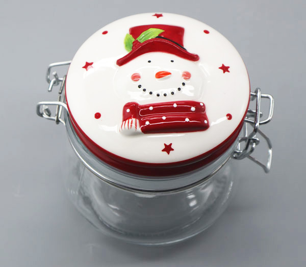 glass bottle canister pot with ceramic lid