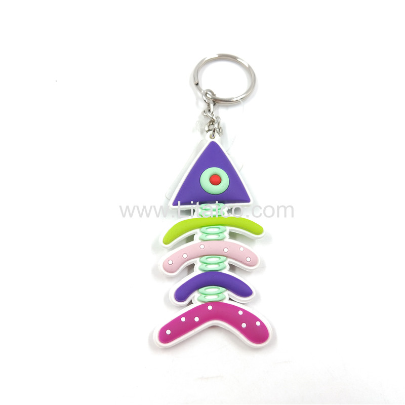 Fishbone PVC Keychain- Double side