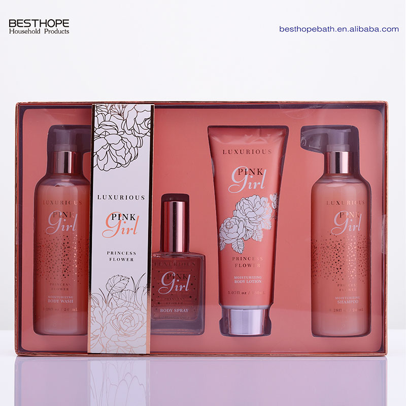 Custom private label hotel woman shampoo and shower gel body mist bath gift set