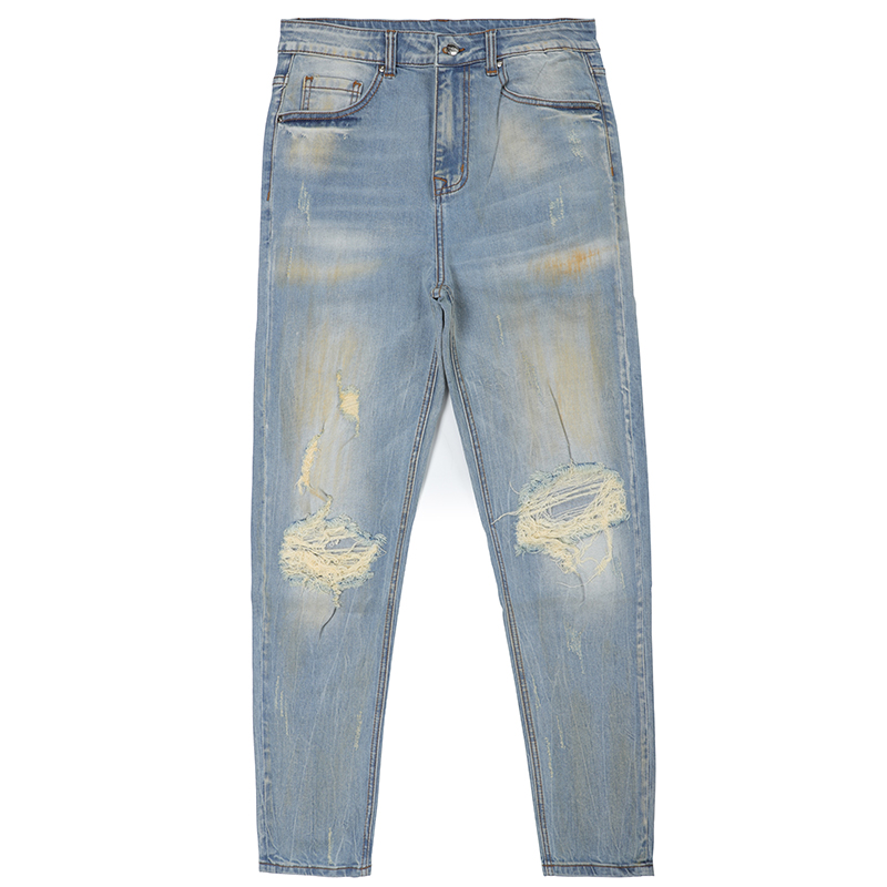 Vintage wash rippedn men denim jeans pants G2086