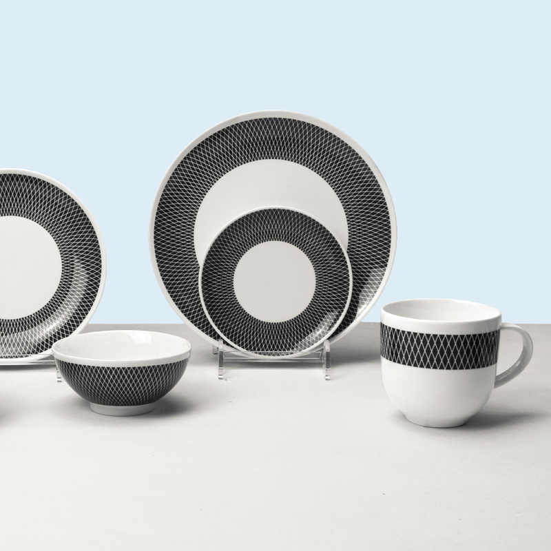 SAM&SQUITO/NEW POWER Black Grid Stronger New Bone Porcelain tableware North European