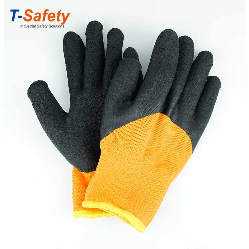 7 Gauge cotton knitted with latex crinkle coated gloves