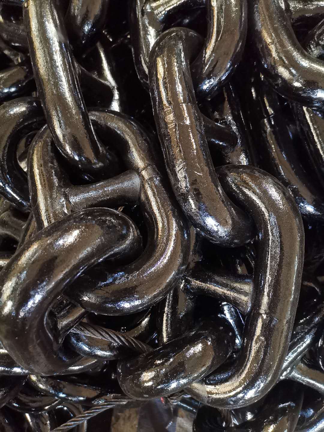 Stud Link Chain , Black Tarred Or H.d.g.