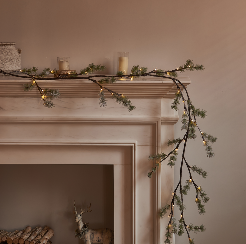 LED lighted pine garland