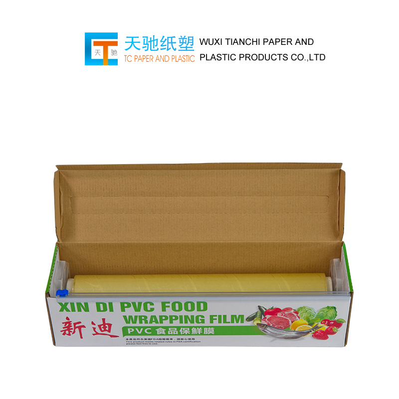 Disponsable Food Grade PVC Cling Film With Cutter Box