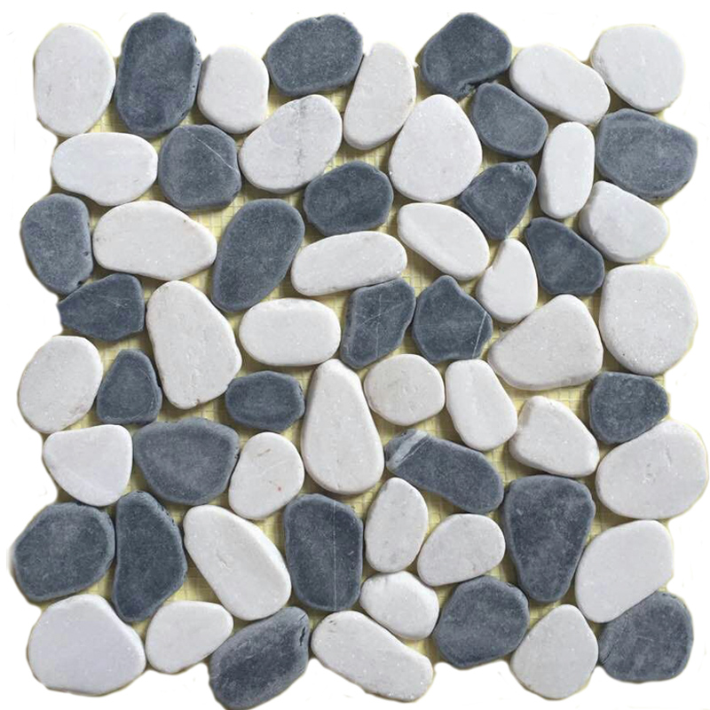 Double Flat Mix Color Pebble Mosaic On Mesh
