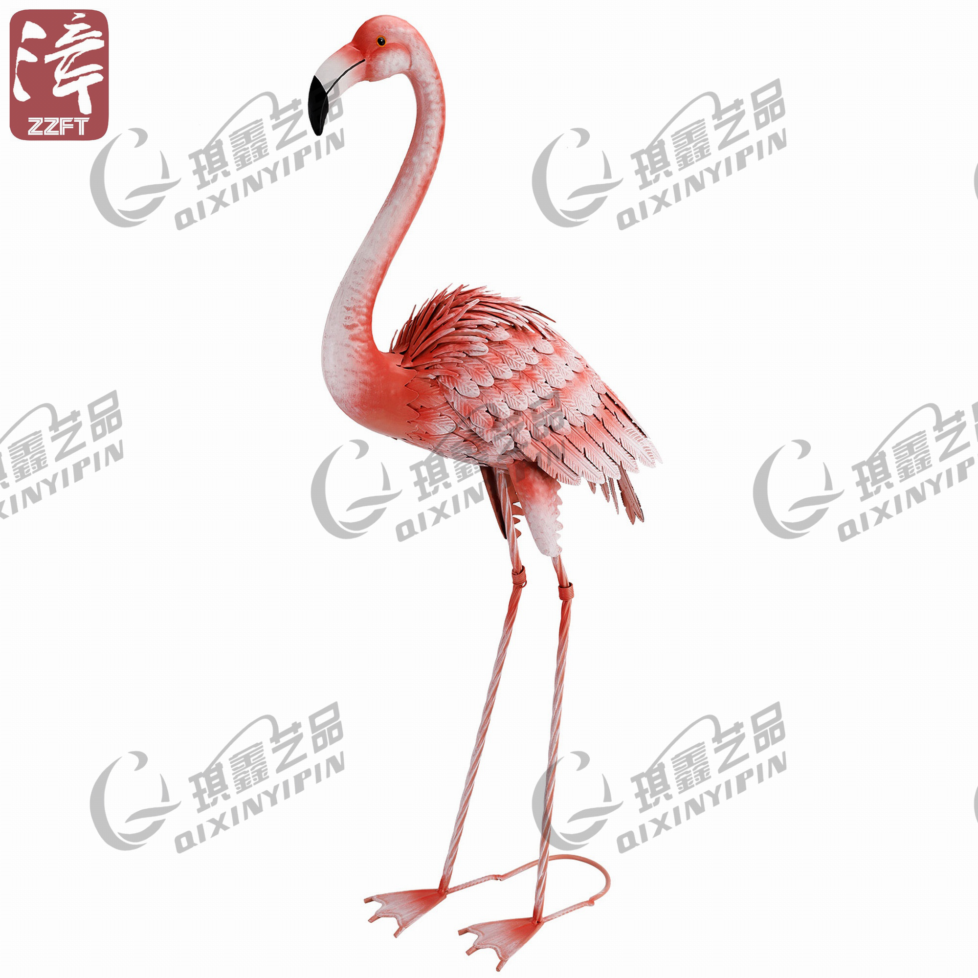 Metal ornement pink flamingo