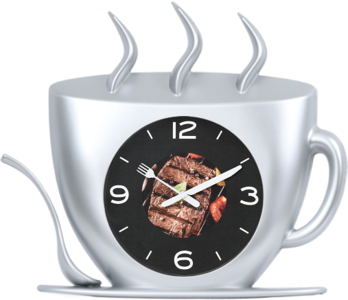 Wall clock; quartz clock; best sale; Kitchen clock; teacup; gift; creative clock; steak