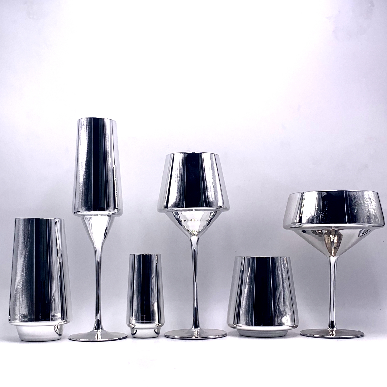 new design silver electroplating blown glassware sets