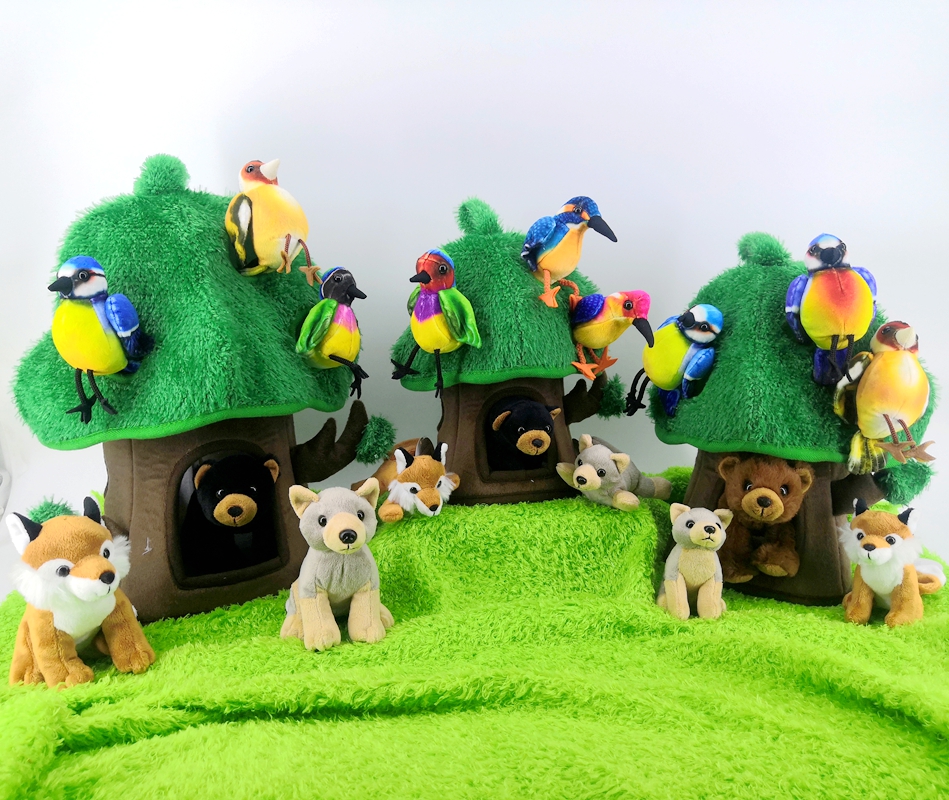 plush tree house with wild animals playset
