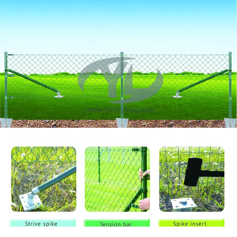 Chain Link Fence Set Round Post Set With Spike