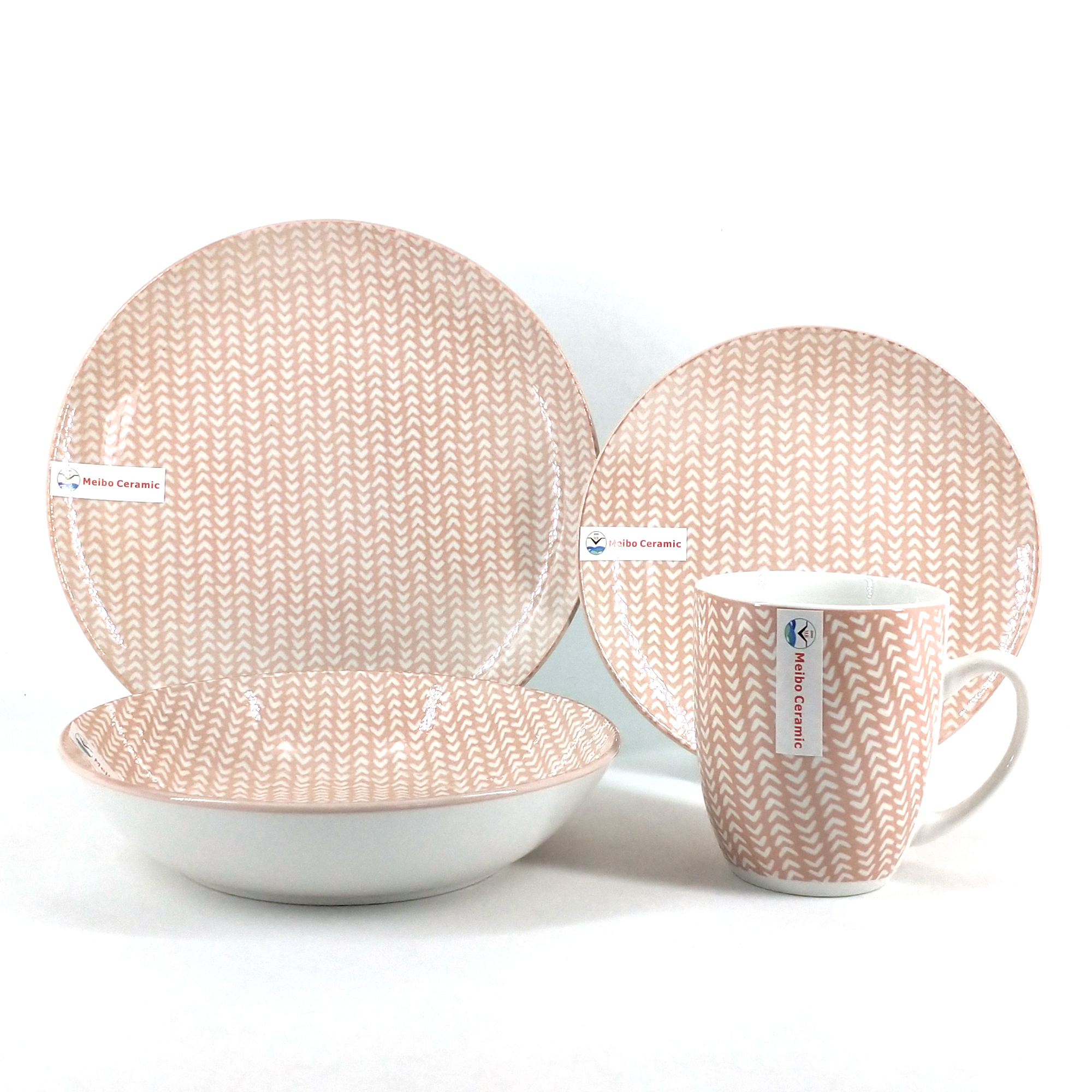 porcelain dinner set with inside pad printing with color rim