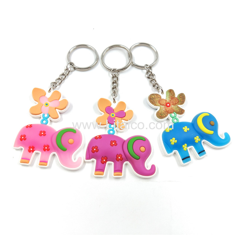 Elephant rubber PVC Keychain- Single side