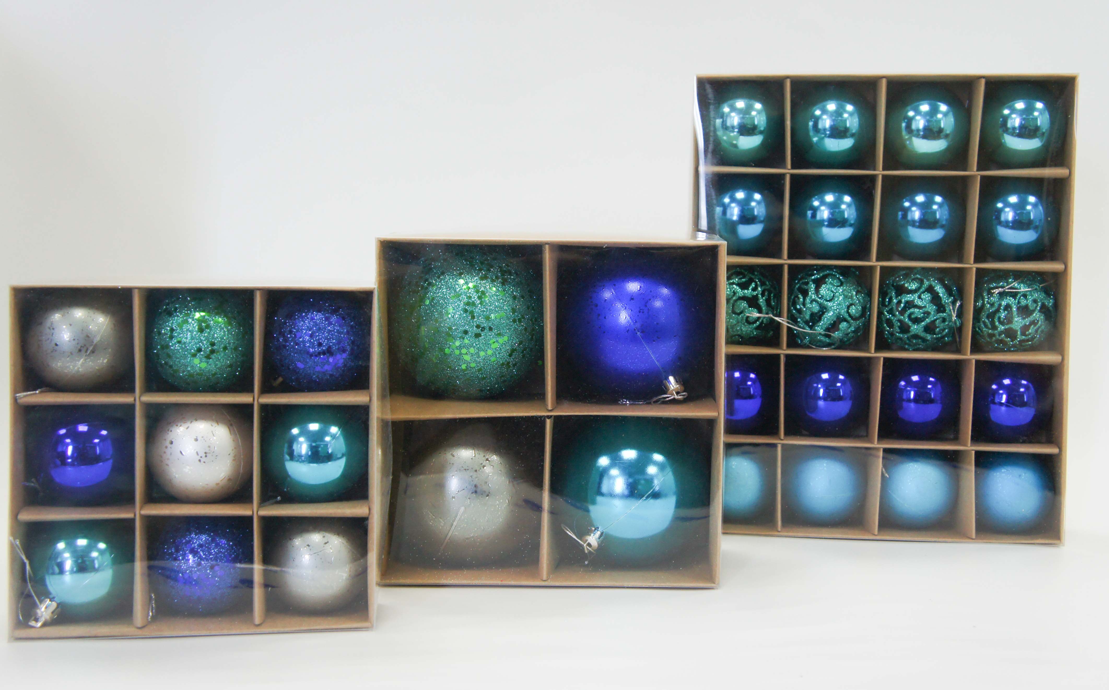 Blue series paper box Christmas balls