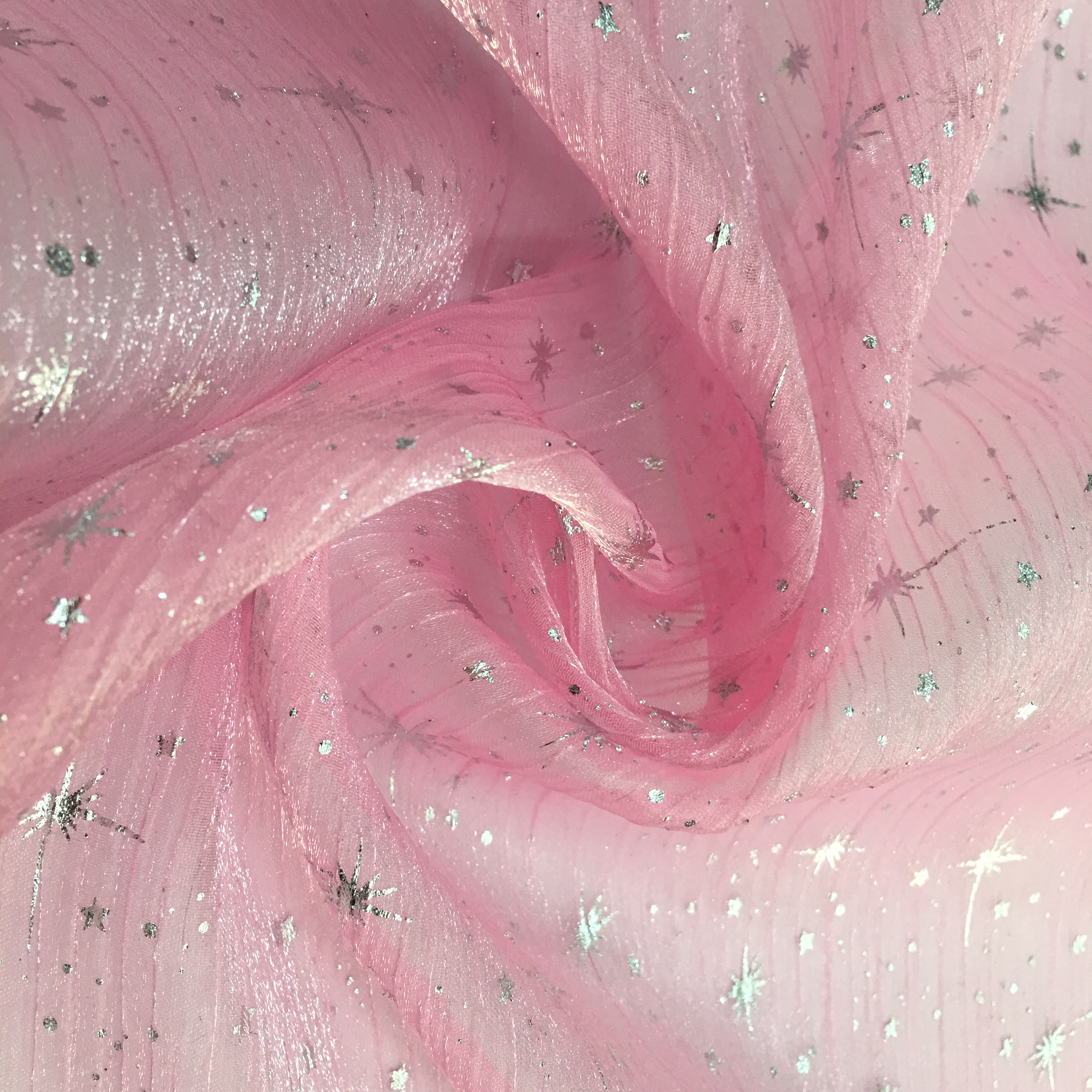 Star Foil print crepe organza