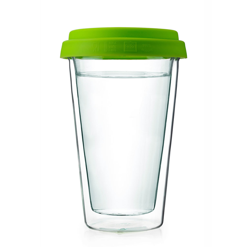 High borosilicate glass coffee cups with silicone lids