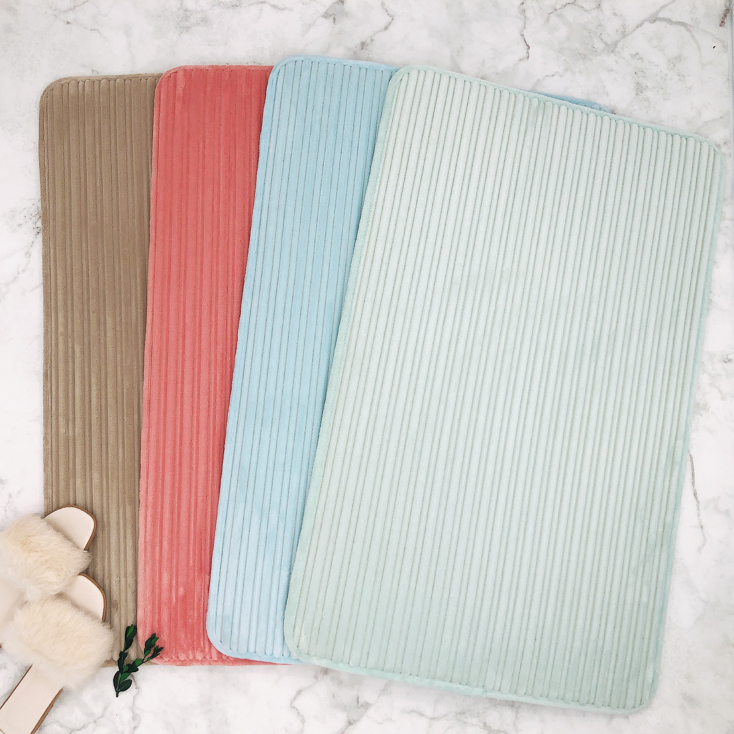 new design Multicolor Comfortable non-slip stripe memory foam bath mats