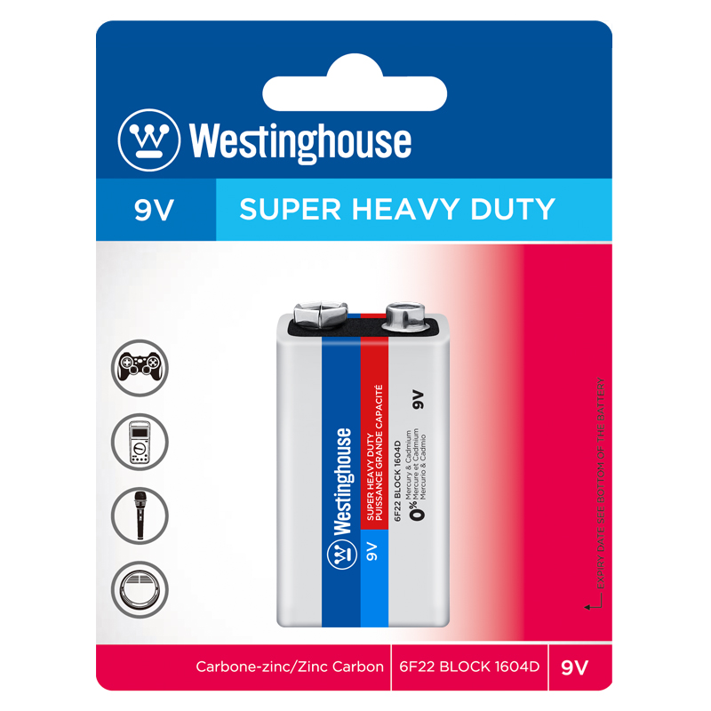 Zinc Carbon Battery WZ-FS-6F22-BP1W