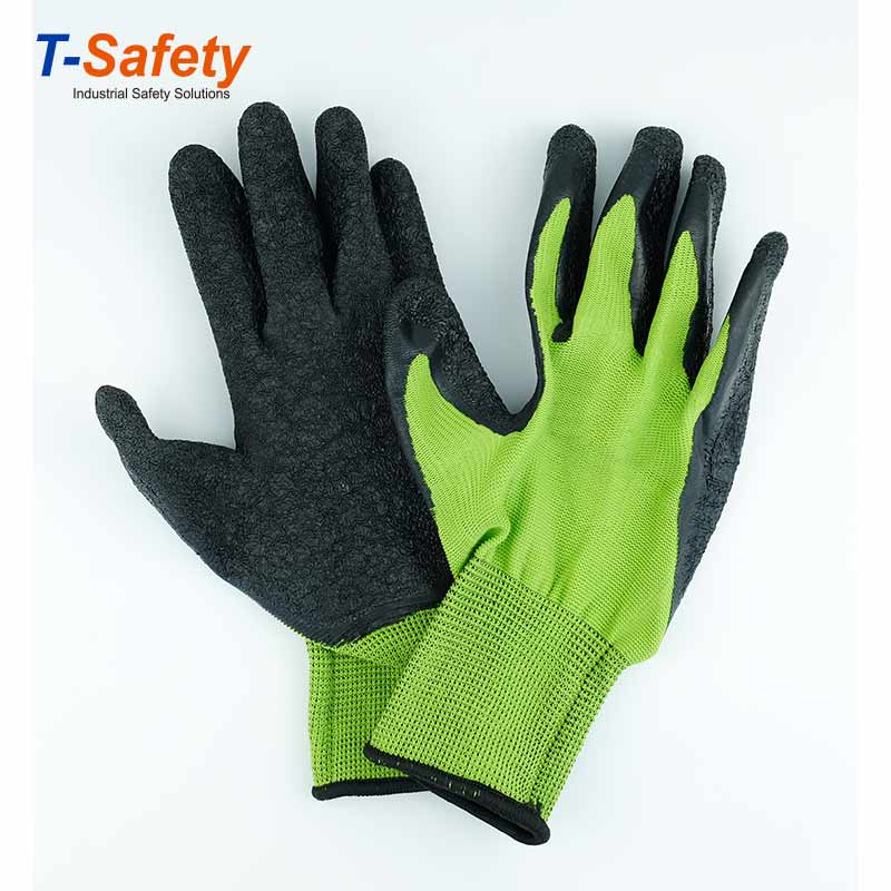 13Gauge polyester knitted with latex crinkle coated gloves