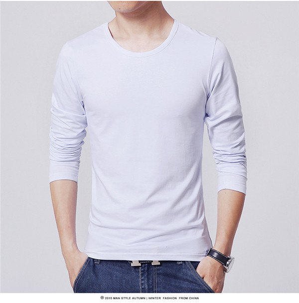 China wholesale clothing plain cotton long sleeve men tshirt