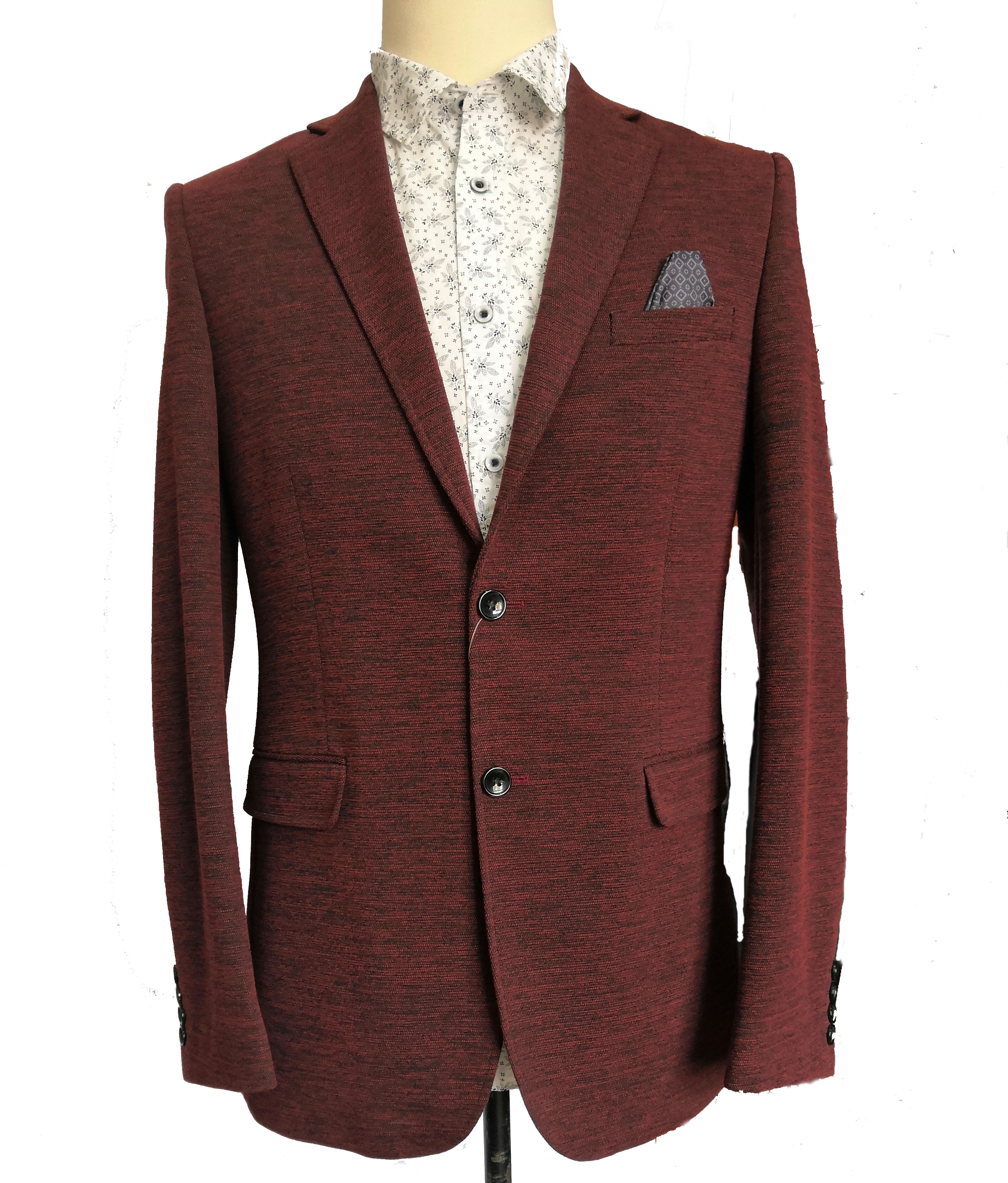 Burgundy Regular Fit Men's Suits Jacket