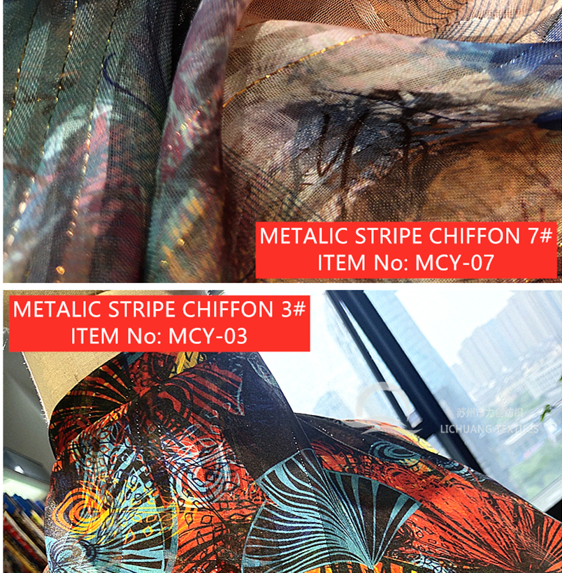 Chiffon Yoryu Metalic Stripe Women's Garment Skirt Fabric