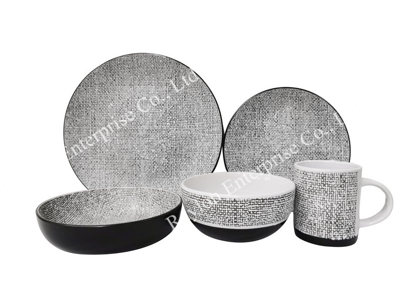 Linen texture stoneware dinner set