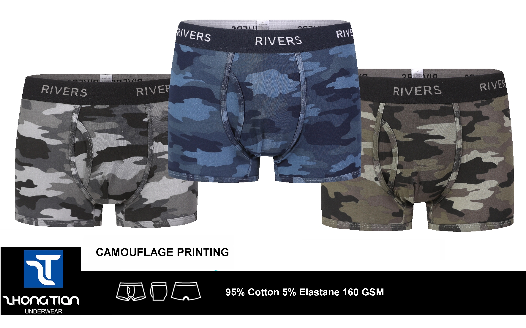Boxer,trunk, cotton stretch,camouflage print