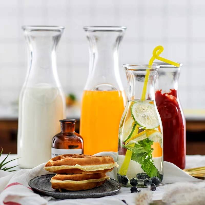 F6168 clear wide mouth glass juice bottle milk bottle