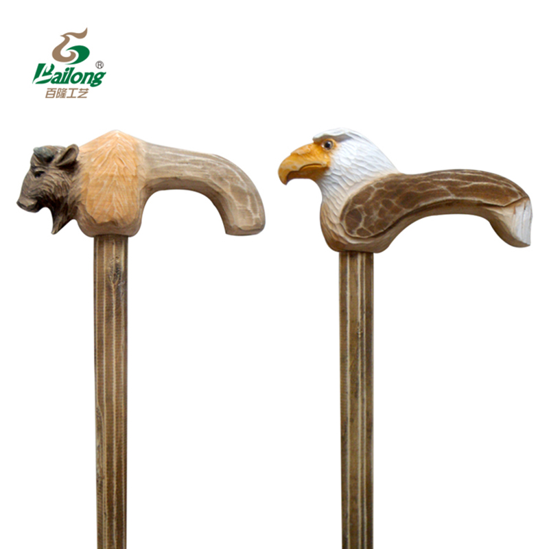 Factory Custom Wooden Carved Animal Walking Cane