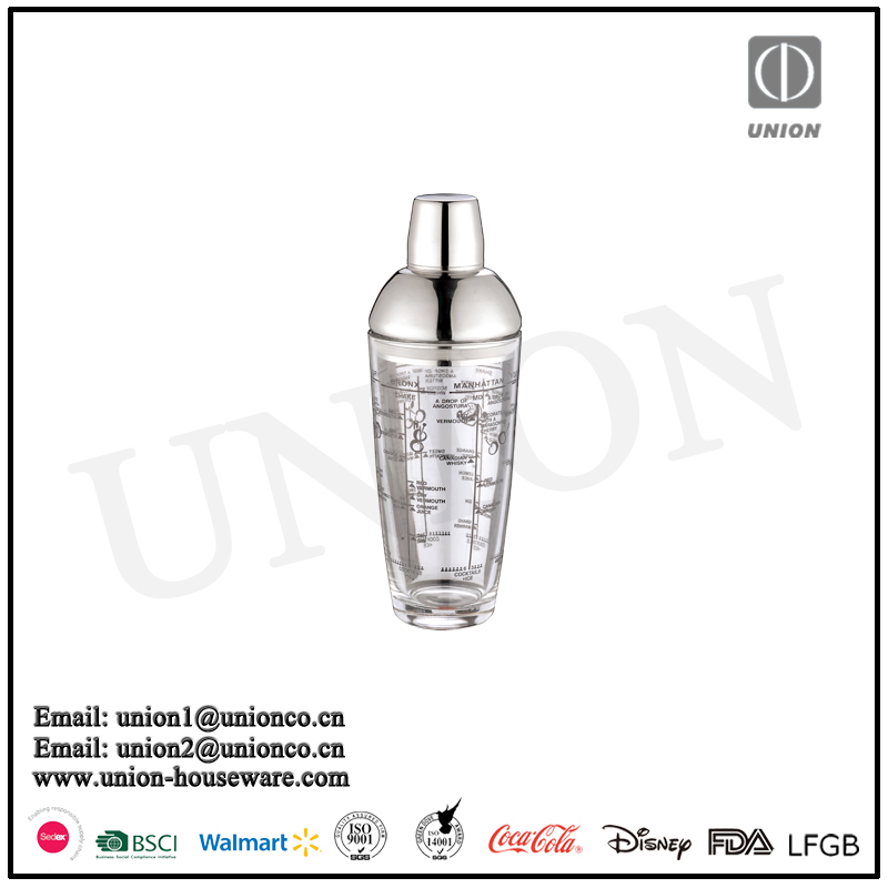 700ml Glass Recipe shaker Cocktail shaker