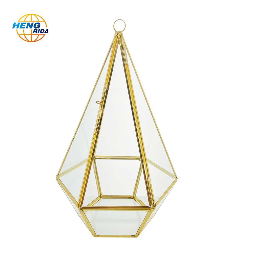 550g Copper Triangle Glass Terrarium for Decoration
