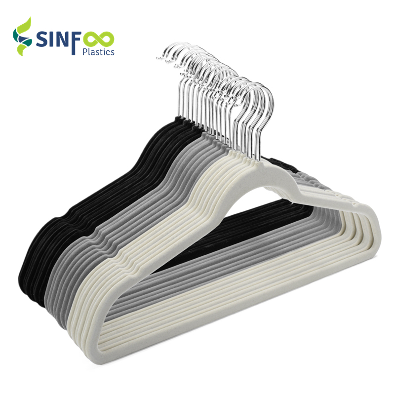 VH006 ABS Plastic Velvet Clothes Suit Hanger