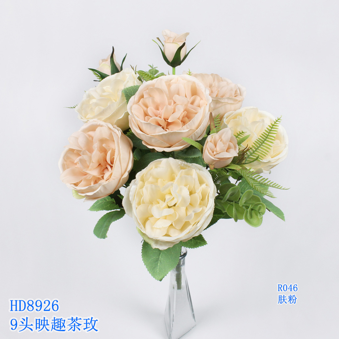 ! 0.47m Artificial Flower Artifical flowers factory home decoration wedding bridal Rose Bush X 9