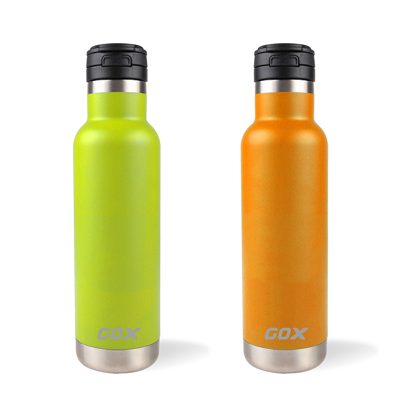GOX Double Wall Vacuum Insulated Stainless Steel Water Bottle With Auto Open Lid With Carry Loop For Sports For Travel