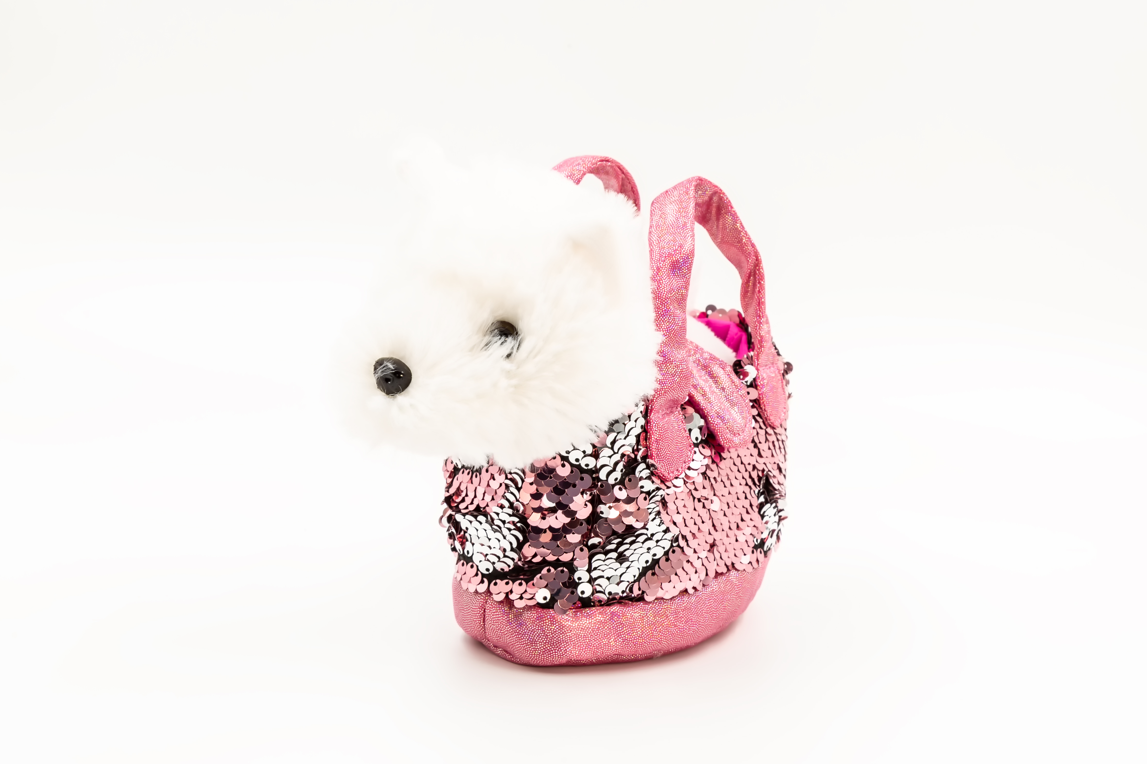 sequin bag with dog