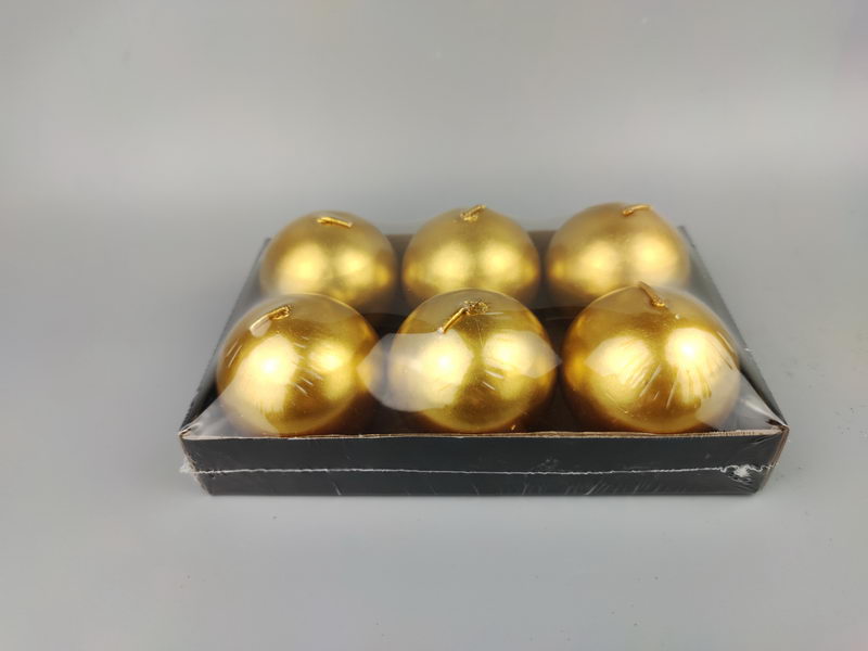 S/6 over-dipping ball candles, metallic lacquer