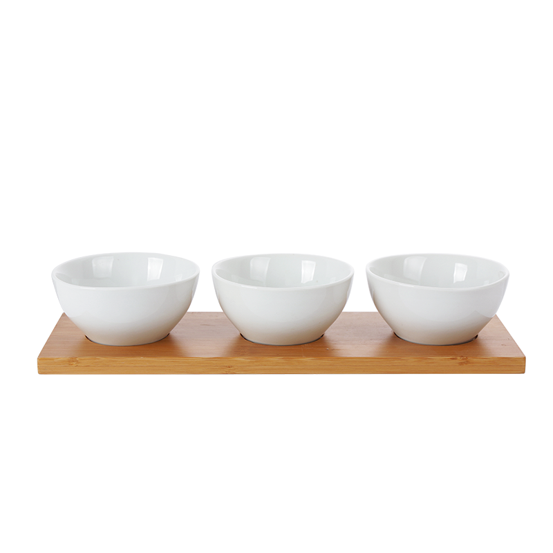 S/4 3PCS BOWL WITH BAMBOO, porcelain,durable,tableware,kitchenware, hotelware, bowl, bamboo dinnerware