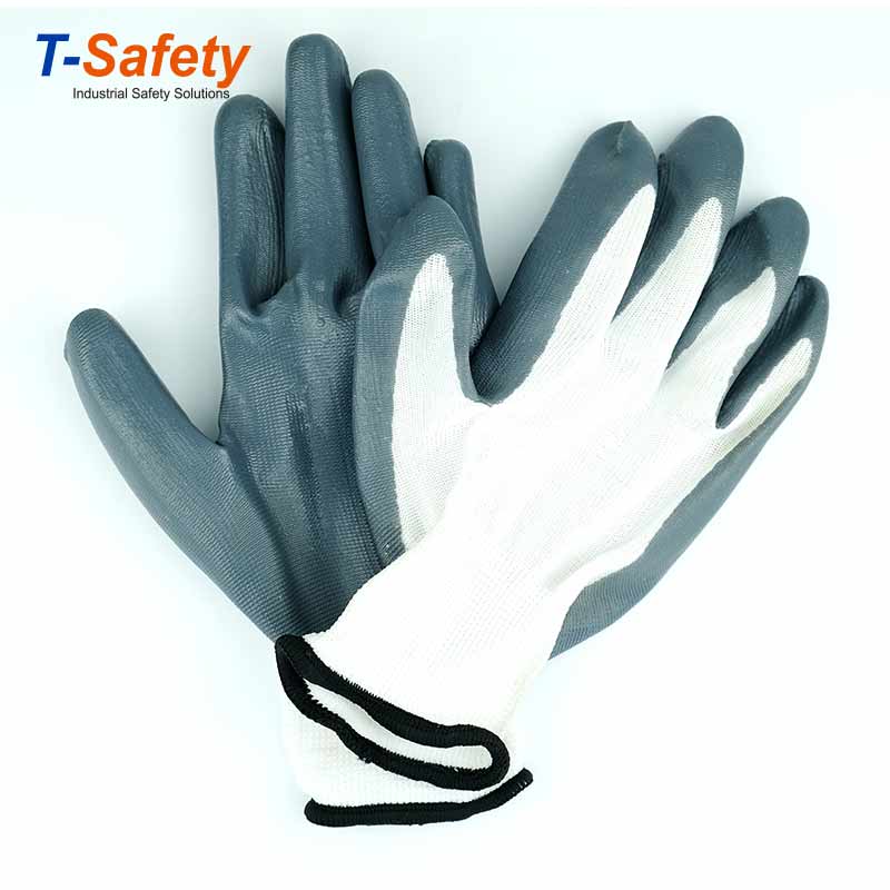 13Gauge polyester knitted with nitrile coated gloves