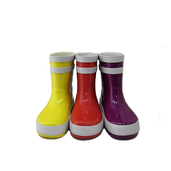 Multi-colored rubber rain boots