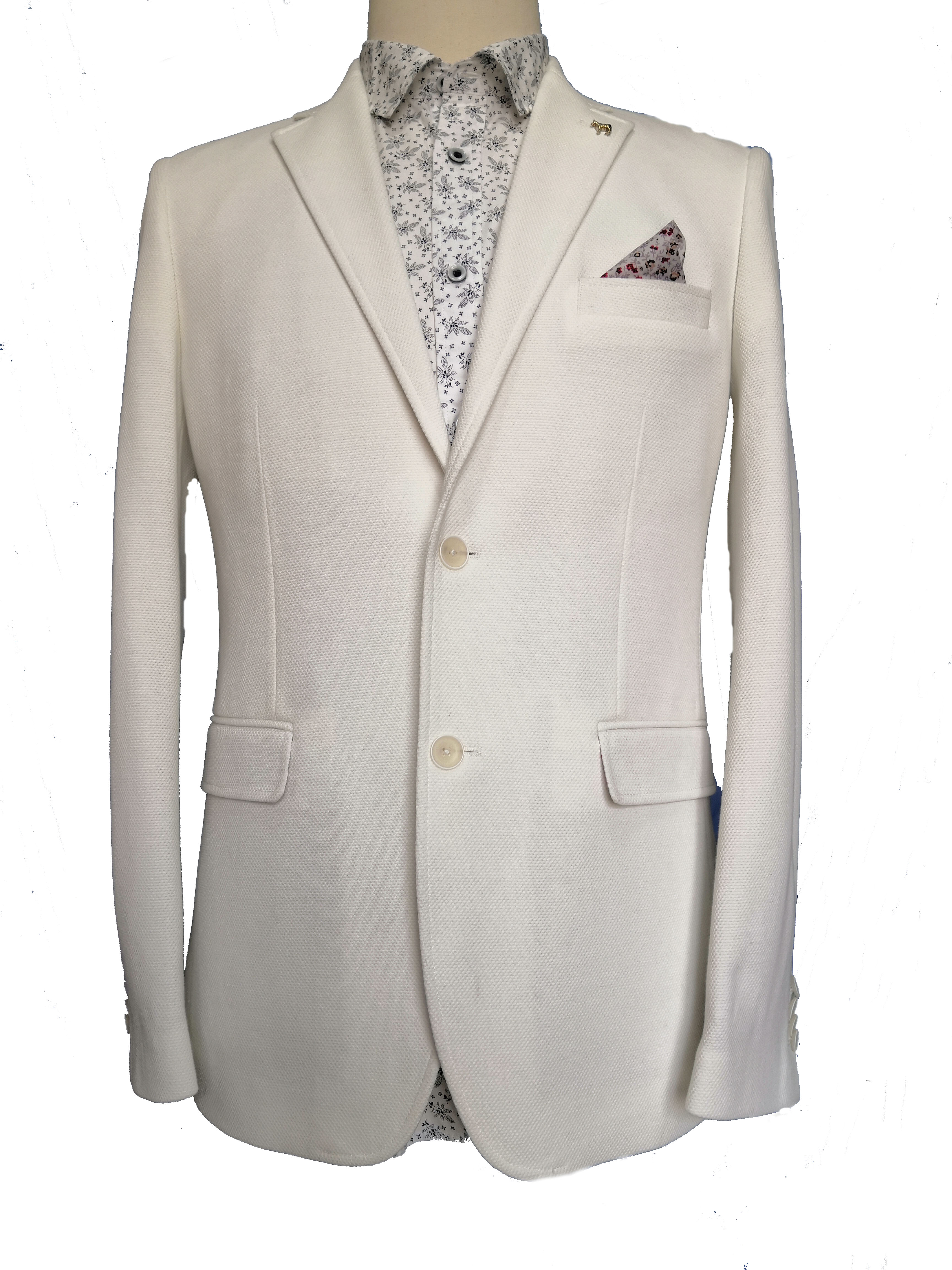 Pure White Regular Fit Men's Suits Jacket
