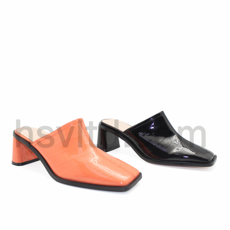 Genuine leather mule sandals