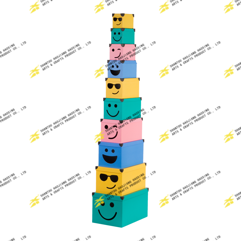 Smile Face Box With Plastic Corners On Lid Edge Set Of 10