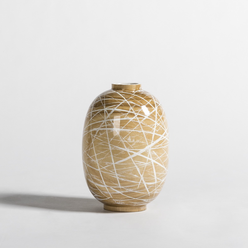 Hand painted wooden vase