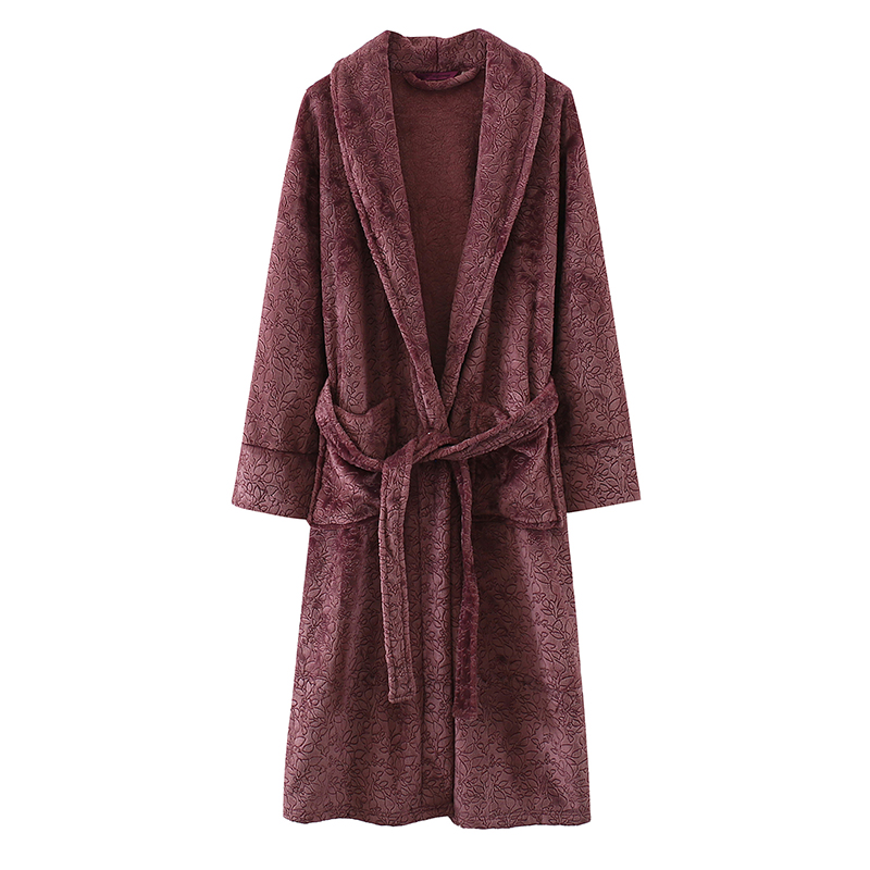100% polyester 3D embossed women's bathrobe, spa robe,Flannel Fleece bath robe