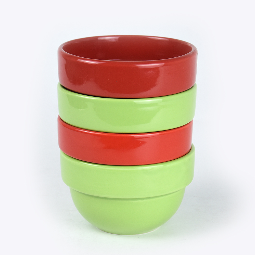 4pcs 5'' ceramic glaze stackable bowl set