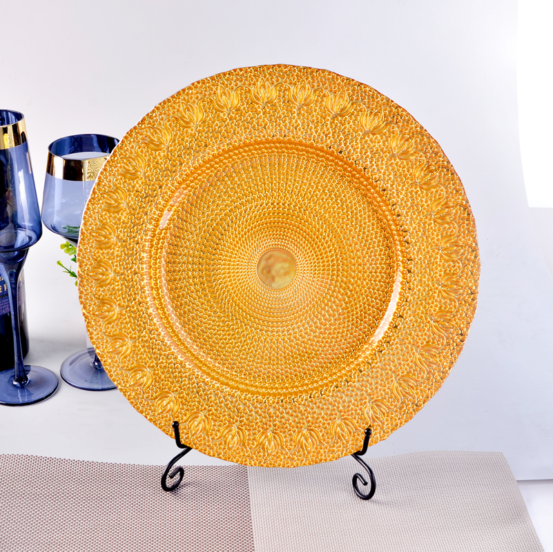 Manufacturers direct sale, electroplater craft high quality fruit /cake /food charger plate, hot sell