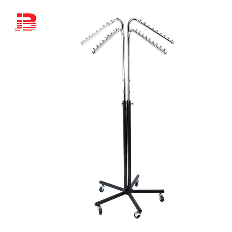 Four arms display garment rack with wheels