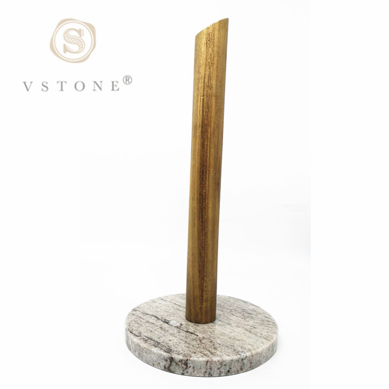 Viva jade marble and acacia wooden towel holder
