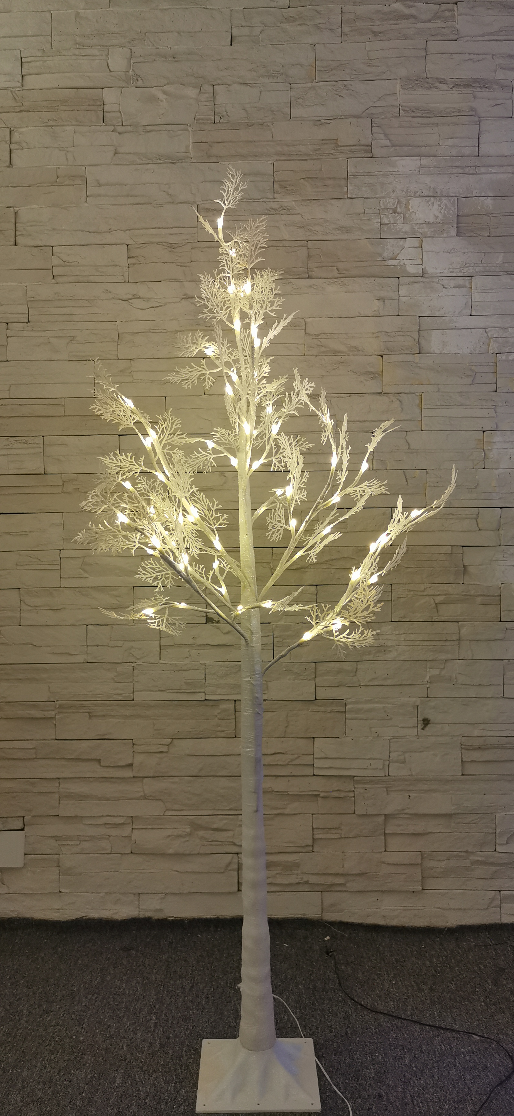 24V48L LED Tree Lights with 3 branches cypress leaf,white branch,warm white bulb color,height 1.5m.